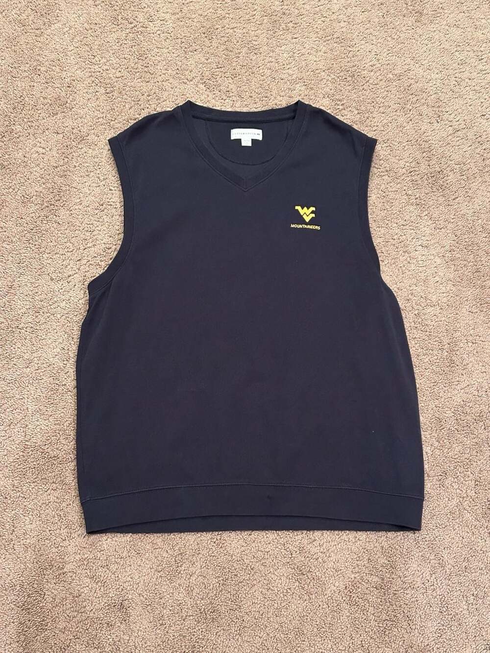 Cutter & Buck West Virginia Mountaineers Sweater Vest Size XL Navy Blue